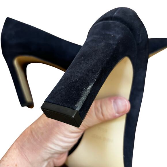 Nine West Joeysgirl black suede high heel pumps block heel shoes US size 9.5M - Picture 7 of 11